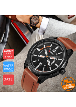 Curren Leather Band Watch For Men, 8211
